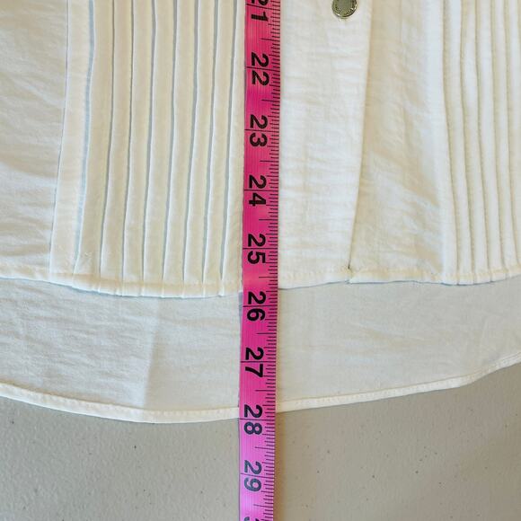 Calvin Klein Ivory V-Neck Long Balloon Sleeve Sheer Flowy Career Blouse Top XL - Picture 12 of 12